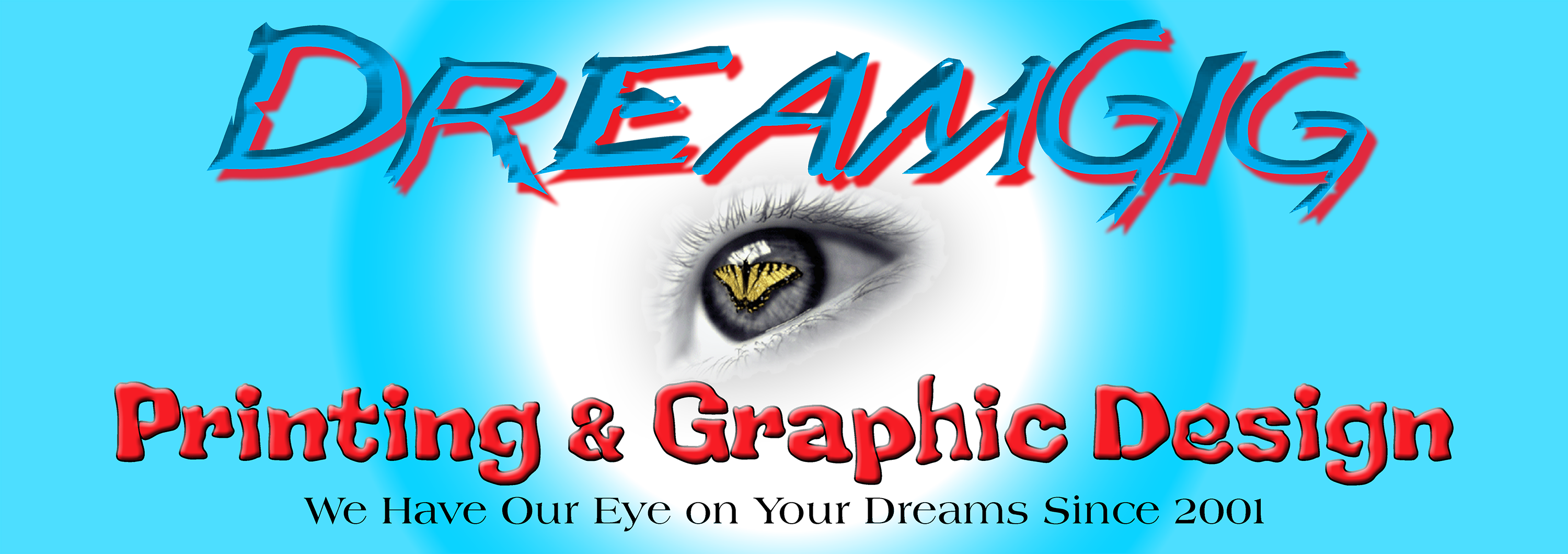 DreamGig Printing butterfly eye logo